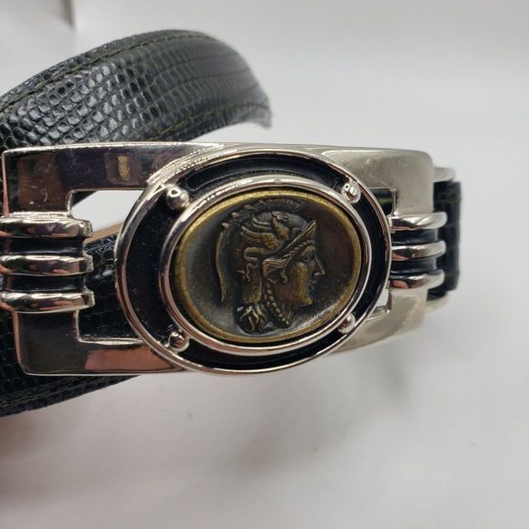CARLISLE Black Leather‎ Skinny Belt Silver hardware Size Small main image 10